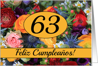 63rd Spanish Happy Birthday Card/Feliz Cumpleaos - Summer bouquet card