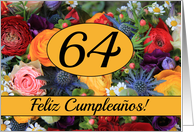 64th Spanish Happy Birthday Card/Feliz Cumpleaos - Summer bouquet card