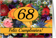 68th Spanish Happy Birthday Card/Feliz Cumpleaos - Summer bouquet card