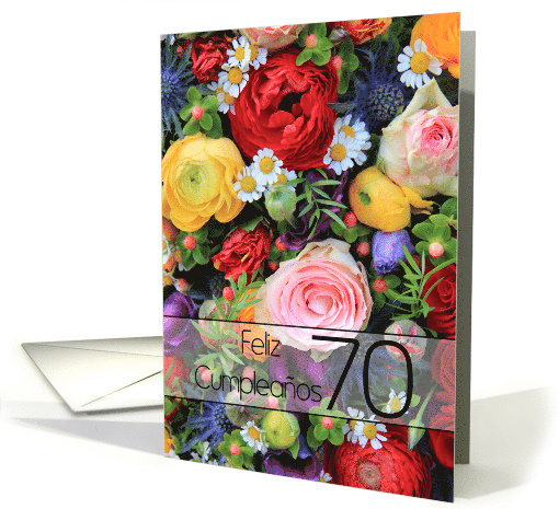 70th Spanish Happy Birthday Feliz Cumpleaos Summer Bouquet card