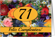 71st Spanish Happy Birthday Card/Feliz Cumpleaos - Summer bouquet card