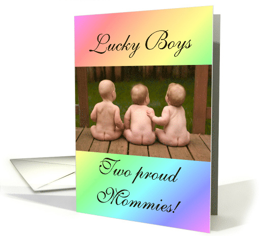 Lesbian Couple multiple boy birth announcement photo card (1241106)