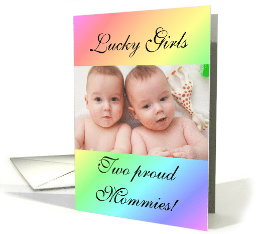 Lesbian Couple multiple girls birth announcement photo card (1241110)