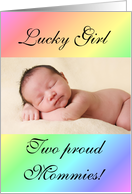 Lesbian Couple girl birth announcement photo card