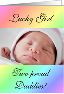 Gay Couple girl birth announcement photo card