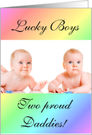 Gay Couple multiple boy birth announcement photo card