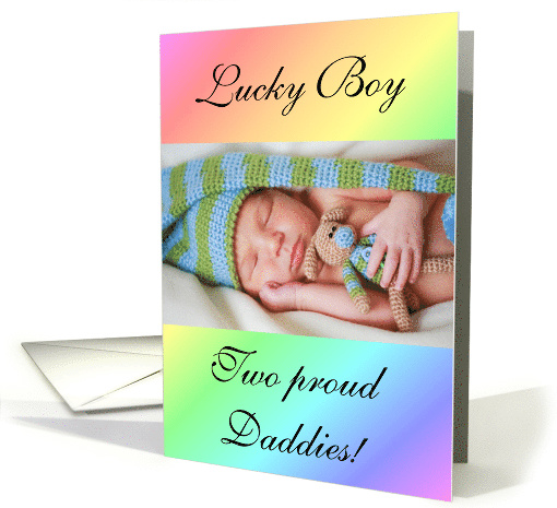 Gay Couple boy birth announcement photo card (1241134)