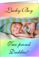 Gay Couple boy birth announcement photo card