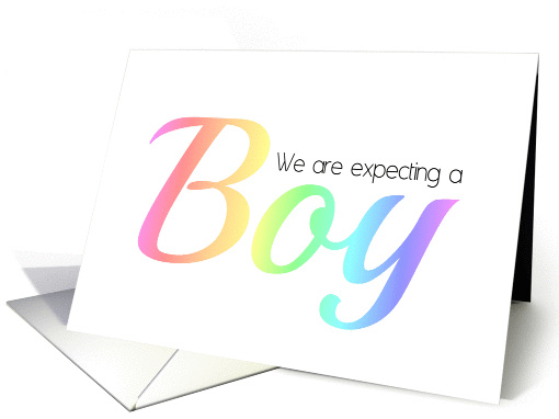 Same Sex Couple Boy pregnancy announcement rainbow colors card