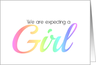 Same Sex Couple Girl pregnancy announcement rainbow colors card