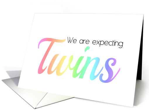 Same Sex Couple Twins pregnancy announcement rainbow colors card