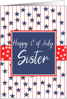 Sister Happy 4th of July Blue Chalkboard card
