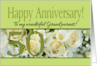 50th Anniversary, Grandparents - White roses card