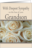 Grandson - With Deepest Sympathy, Pale Pink roses card