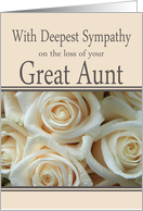 Great Aunt - With Deepest Sympathy, Pale Pink roses card