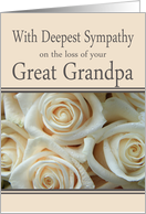 Great Grandpa - With Deepest Sympathy, Pale Pink roses card