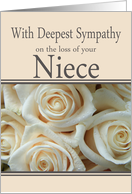 Niece - With Deepest Sympathy, Pale Pink roses card