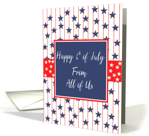 From All of us - Happy 4th of July stars on blue chalkboard card