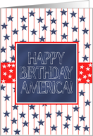 Happy Birthday America Happy 4th of July Stars on Blue Chalkboard card