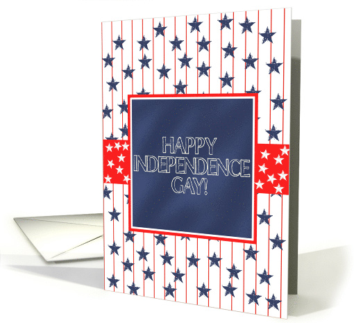 Independence Gay Happy 4th of July Stars on Blue Chalkboard card