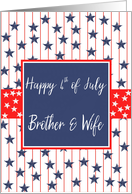Brother and Wife 4th of July Blue Chalkboard card