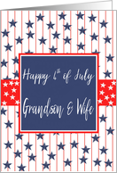 Grandson & Wife 4th of July Blue Chalkboard card