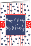 Son & Family 4th of July Blue Chalkboard card