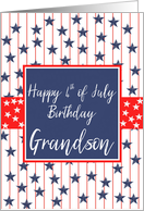 Grandson 4th of July Birthday Blue Chalkboard card