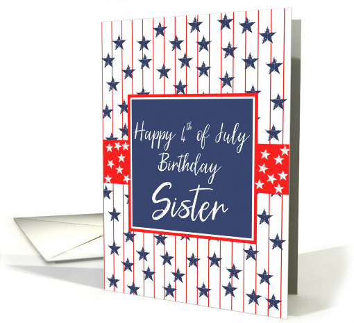 Sister 4th of July Birthday Blue Chalkboard card (1272394)