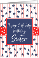 Sister 4th of July Birthday Blue Chalkboard card