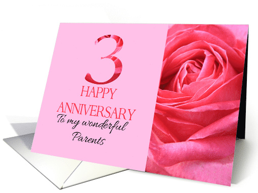 3rd Anniversary to Parents Pink Rose Close Up card (1279240)