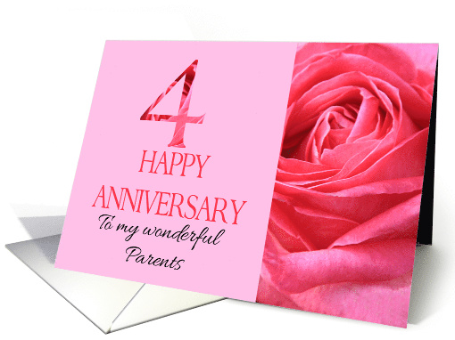 4th Anniversary to Parents Pink Rose Close Up card (1279244)