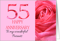 55th Anniversary to Parents Pink Rose Close Up card