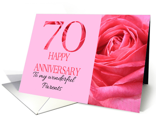 70th Anniversary to Parents Pink Rose Close Up card (1279372)