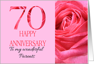 70th Anniversary to Parents Pink Rose Close Up card