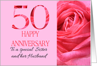 50th Anniversary Sister & Husband Pink Rose Close Up card