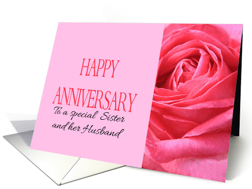 Anniversary to Sister and Husband Pink Rose Close Up card (1279758)