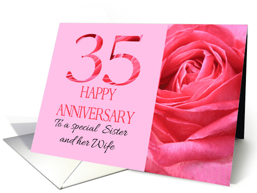 35th Anniversary to Sister and Wife Pink Rose Close Up card (1279816)