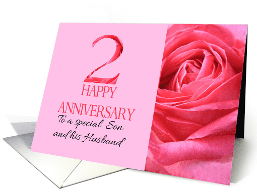 2nd Anniversary to Son and Husband Pink Rose Close Up card (1279830)