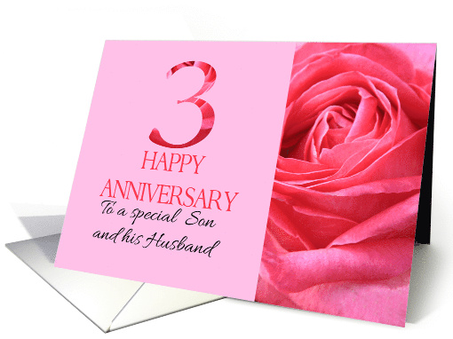 3rd Anniversary to Son and Husband Pink Rose Close Up card (1279832)