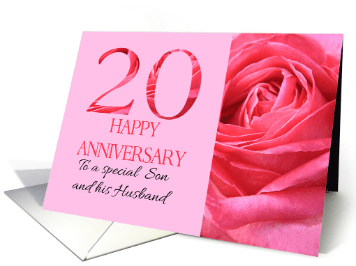 20th Anniversary to Son and Husband Pink Rose Close Up card (1279858)
