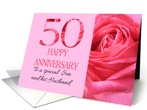 50th Anniversary to Son and Husband Pink Rose Close Up card (1279876)