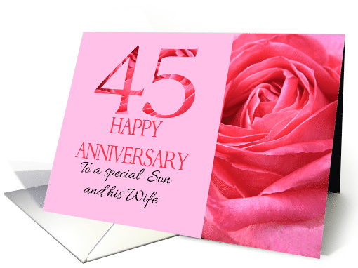 45th Anniversary to Son and Wife Pink Rose Close Up card (1279924)