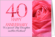 40th Anniversary to Step Daughter and Husband Pink Rose Close Up card