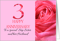 3rd Anniversary to Step Sister and Husband Pink Rose Close Up card