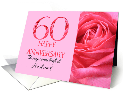 60th Anniversary to Husband Pink Rose Close Up card (1282592)