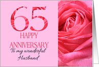 65th Anniversary to Husband Pink Rose Close Up card