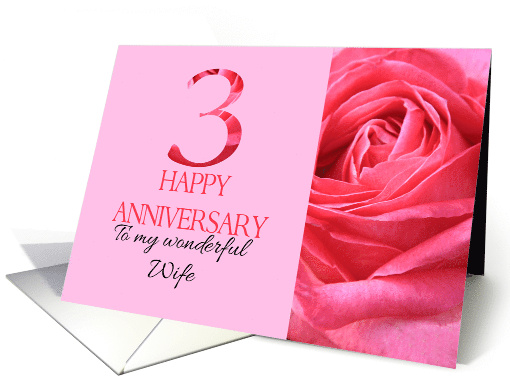 3rd Anniversary to Wife Pink Rose Close Up card (1282662)