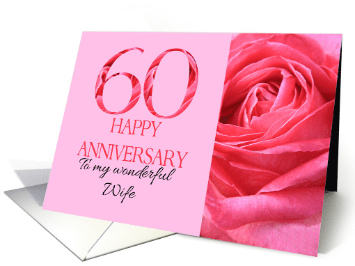 60th Anniversary to Wife Pink Rose Close Up card (1282700)