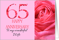 65th Anniversary to Wife Pink Rose Close Up card